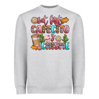 Heather Grey but first cafecito y chisme Heavyweight Sweatshirt - LillyAllenDesigns