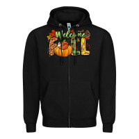 Black Welcome Fall Zipper Hoodie - NancyCooperArtShop