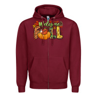 Burgundy Welcome Fall Zipper Hoodie - NancyCooperArtShop