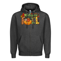 Charcoal Heather Welcome Fall Zipper Hoodie - NancyCooperArtShop
