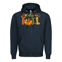Navy Welcome Fall Zipper Hoodie - NancyCooperArtShop