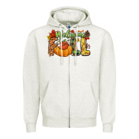 Oatmeal Heather Welcome Fall Zipper Hoodie - NancyCooperArtShop