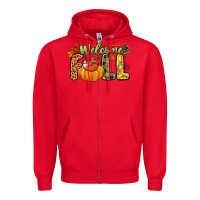 Red Welcome Fall Zipper Hoodie - NancyCooperArtShop