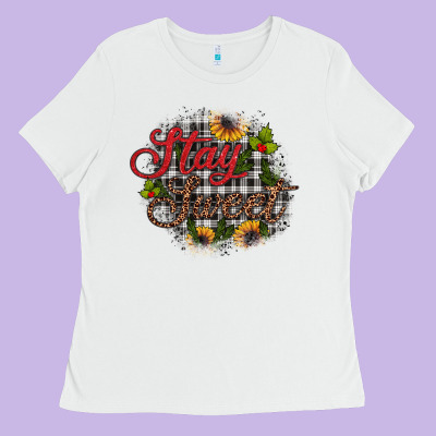 Stay Sweet Wood Slice Ornament Ladies Tee Designed By Jahusdesignshop