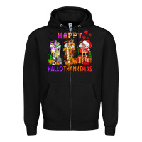 Black happy hallothanksmas coffee cups Zipper Hoodie - texasbilliewilder