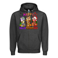 Charcoal Heather happy hallothanksmas coffee cups Zipper Hoodie - texasbilliewilder