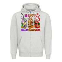 Dove Grey happy hallothanksmas coffee cups Zipper Hoodie - texasbilliewilder