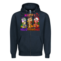 Navy happy hallothanksmas coffee cups Zipper Hoodie - texasbilliewilder