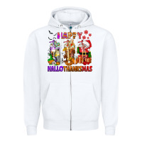 White happy hallothanksmas coffee cups Zipper Hoodie - texasbilliewilder