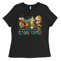 Black moody before coffee longhaired cow coffee Ladies Tee - Jasminsmagicworld