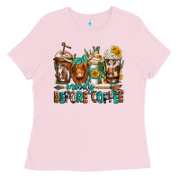 Bubblegum Pink moody before coffee longhaired cow coffee Ladies Tee - Jasminsmagicworld