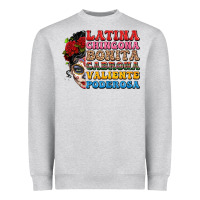 Heather Grey mexican sugar skull latina chingona bonita Heavyweight Sweatshirt - LillyAllenDesigns
