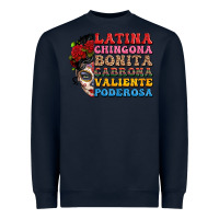 Navy mexican sugar skull latina chingona bonita Heavyweight Sweatshirt - LillyAllenDesigns