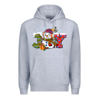 Heather Grey christmas joy snowman Premium Hoodie - CowGirlArtShop