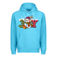 Ocean Blue christmas joy snowman Premium Hoodie - CowGirlArtShop