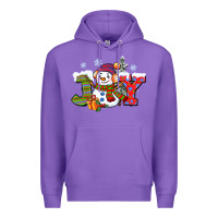 Purple christmas joy snowman Premium Hoodie - CowGirlArtShop