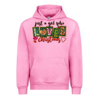 Fuchsia Pink Just A Girl Who Loves Christmas Urban Hoodie - FaDigitalArtStudio