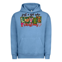 Pigment Pebble Blue Just A Girl Who Loves Christmas Urban Hoodie - FaDigitalArtStudio