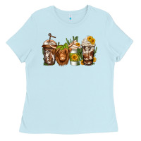 Baby Blue longhaired cow coffee Ladies Tee - Jasminsmagicworld
