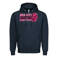 Navy Breast Cancer Survivor Zipper Hoodie - texasbilliewilder