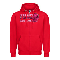 Red Breast Cancer Survivor Zipper Hoodie - texasbilliewilder