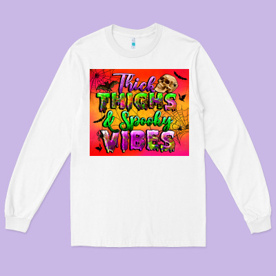 Thick Thighs And Spooky Vibes Tumbler Long Sleeve Tee Designed By Bundleandbundleshop