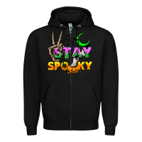 Black Stay spooky Zipper Hoodie - NancyCooperArtShop