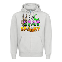 Dove Grey Stay spooky Zipper Hoodie - NancyCooperArtShop
