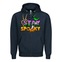 Navy Stay spooky Zipper Hoodie - NancyCooperArtShop