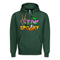 Sports Green Stay spooky Zipper Hoodie - NancyCooperArtShop