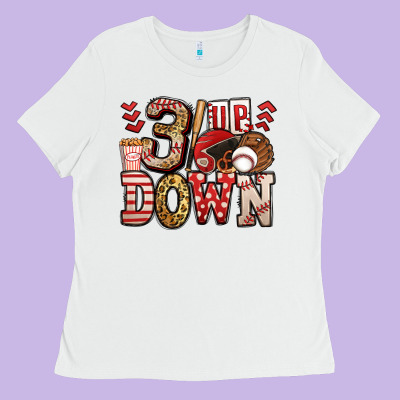 Three Up Three Down Baseball Ladies Tee Designed By Jasminsmagicworld