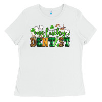White st patricks day one lucky dentist Ladies Tee - AdoDesignShop