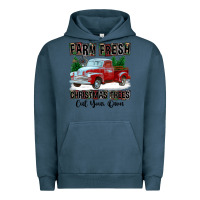 Pigment Midnight Navy Farm Fresh Christmas Trees Cut Your Own Urban Hoodie - FaDigitalArtStudio