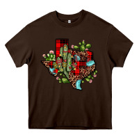 Chocolate Brown cactus christmas texas map Heavy Core Tee - JahusDesignShop