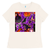 Bone halloween witch seamless pattern Ladies Tee - BundleAndBundleShop