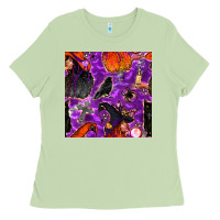 Matcha halloween witch seamless pattern Ladies Tee - BundleAndBundleShop