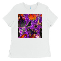 White halloween witch seamless pattern Ladies Tee - BundleAndBundleShop