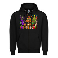 Black Happy Hallothanksmas Zipper Hoodie - texasbilliewilder