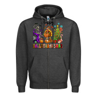 Charcoal Heather Happy Hallothanksmas Zipper Hoodie - texasbilliewilder