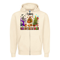 Sandshell Happy Hallothanksmas Zipper Hoodie - texasbilliewilder