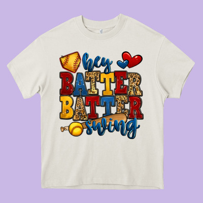 Hey Batter Batter Swing Softball Heavy Core Tee Designed By Jasminsmagicworld