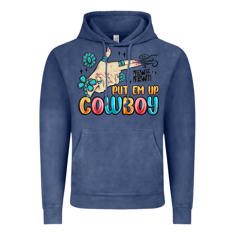 Western Turquoise Put Em Up Cowboy Vintage Hoodie by MaliasSmallBusiness | Teevron