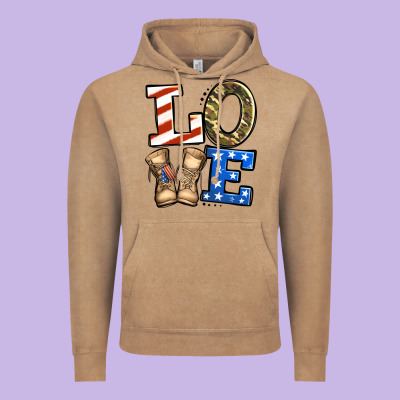 Love 4th Of July Army Veteran Vintage Hoodie Designed By Jasminsmagicworld