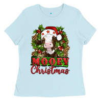 Baby Blue Mooey christmas Ladies Tee - Artiststas