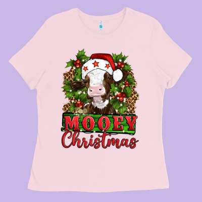 Mooey Christmas Ladies Tee Designed By Artiststas