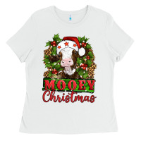 White Mooey christmas Ladies Tee - Artiststas