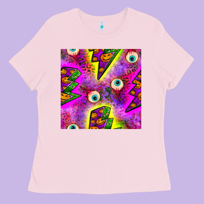 Halloween Thunders Seamless Pattern Ladies Tee Designed By Bundleandbundleshop