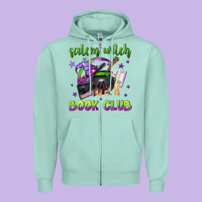 Salem Witch Book Club Zipper Hoodie Designed By Nancycooperartshop