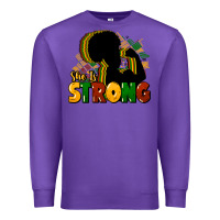 Purple She is strong Black History Premium Sweatshirt - HowdyJamesFarm