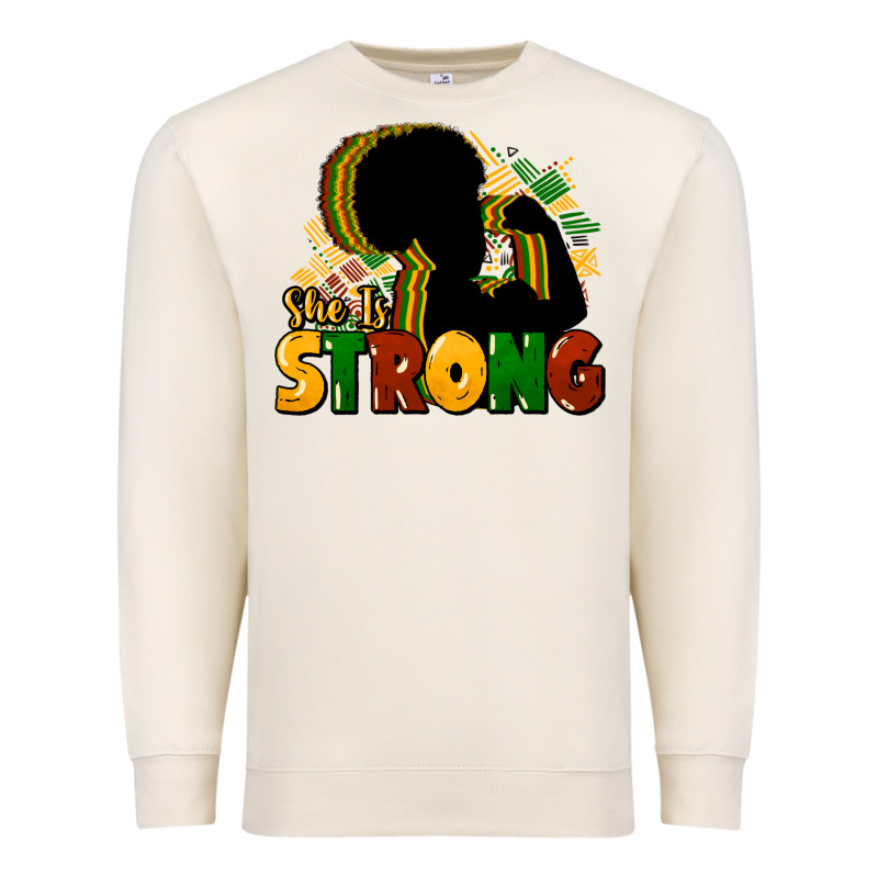 She Is Strong Black History Premium Sweatshirt by HowdyJamesFarm | Teevron